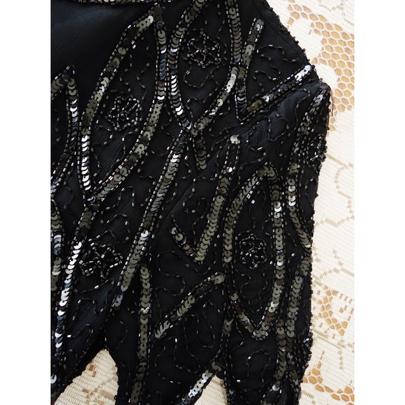 Vintage Black Sequined Blouse size Medium - Picture 7 of 8